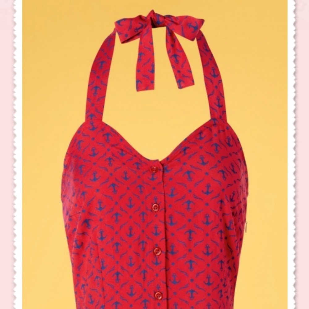 Rare Pretty Vacant Candy Anchor Halter Dress - Picture 3 of 4
